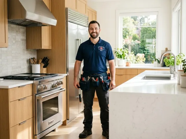 Appliance Repair Hero technician in a Allison, IA kitchen after an appliance repair